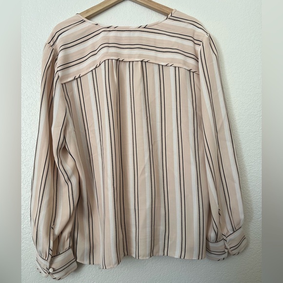 NWOT Ann Taylor Ladies XXL Blush and Black Striped Blouse - Picture 4 of 6